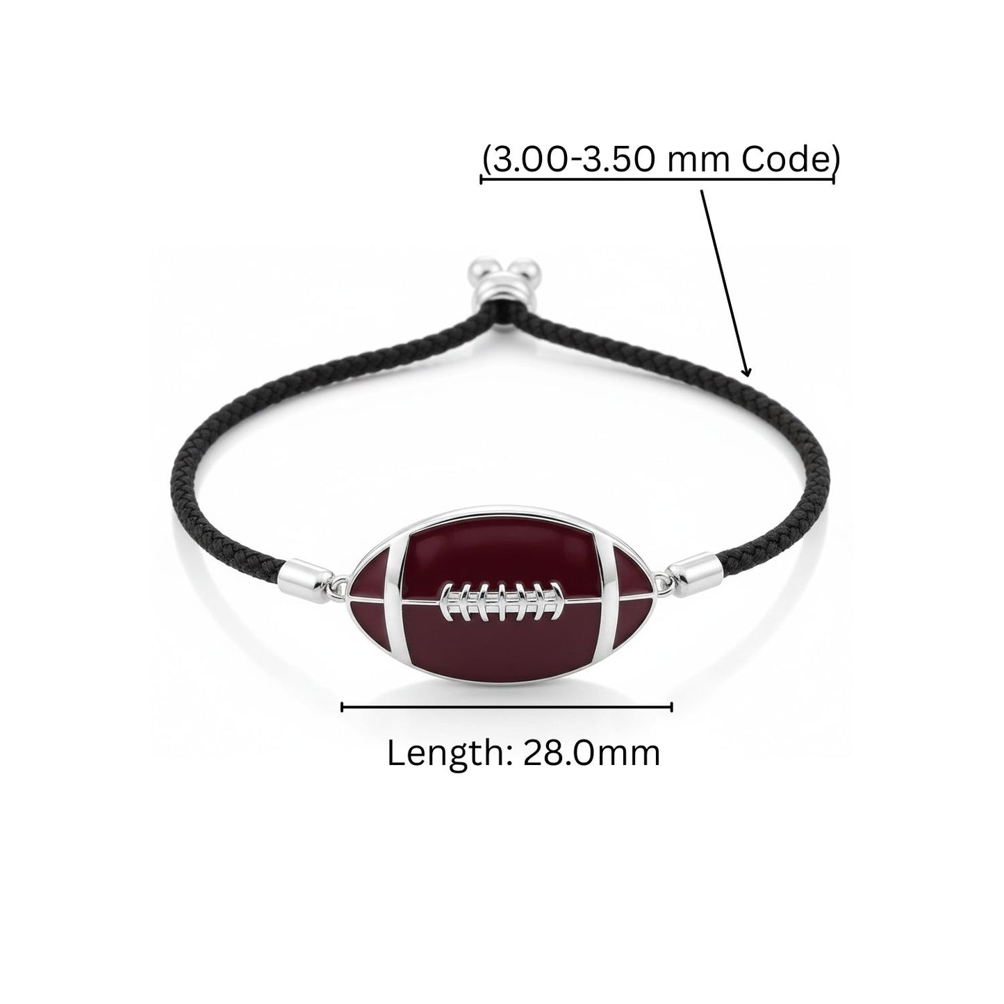Stylish Football Cord Bracelet With Enamel Detailing