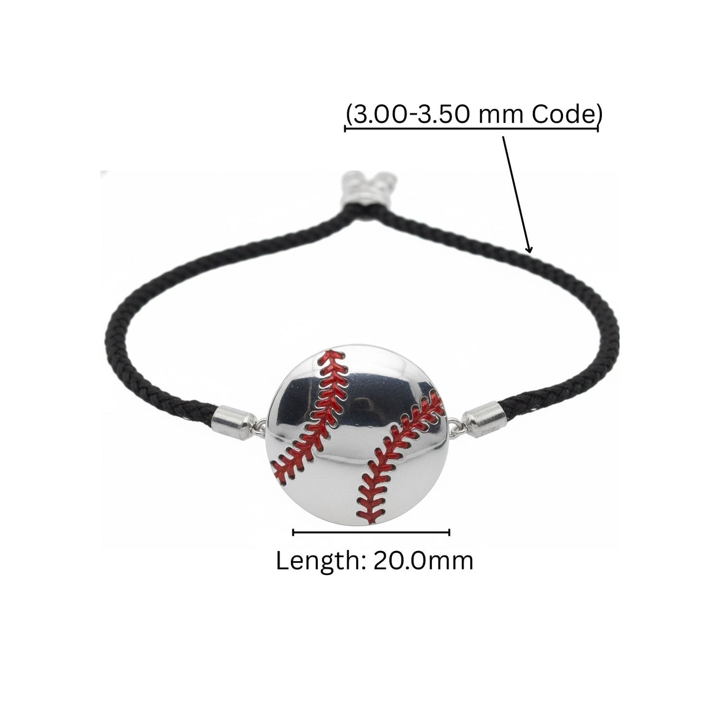 Stylish Baseball Cord Bracelet Charm baseball With Red Stitching Detailing