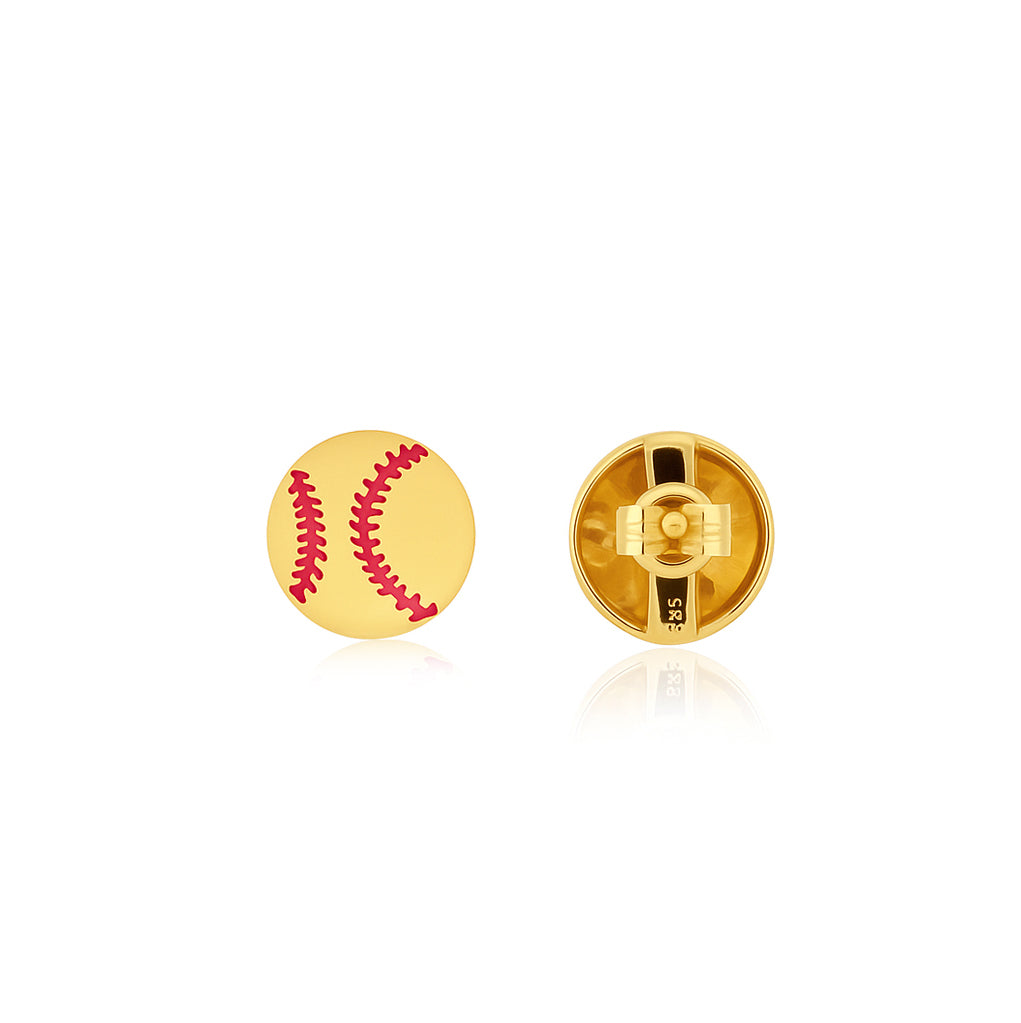 Softball Stud Earrings – Sports Design In Sterling Silver 925