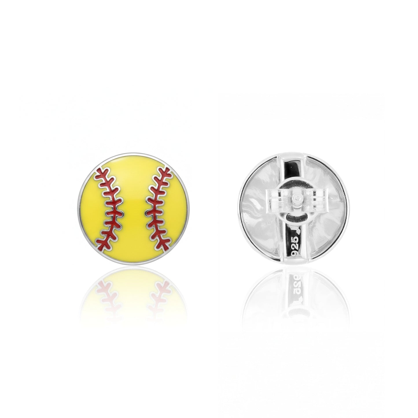 Softball - Softball Stud Earrings With Enamel Detailing