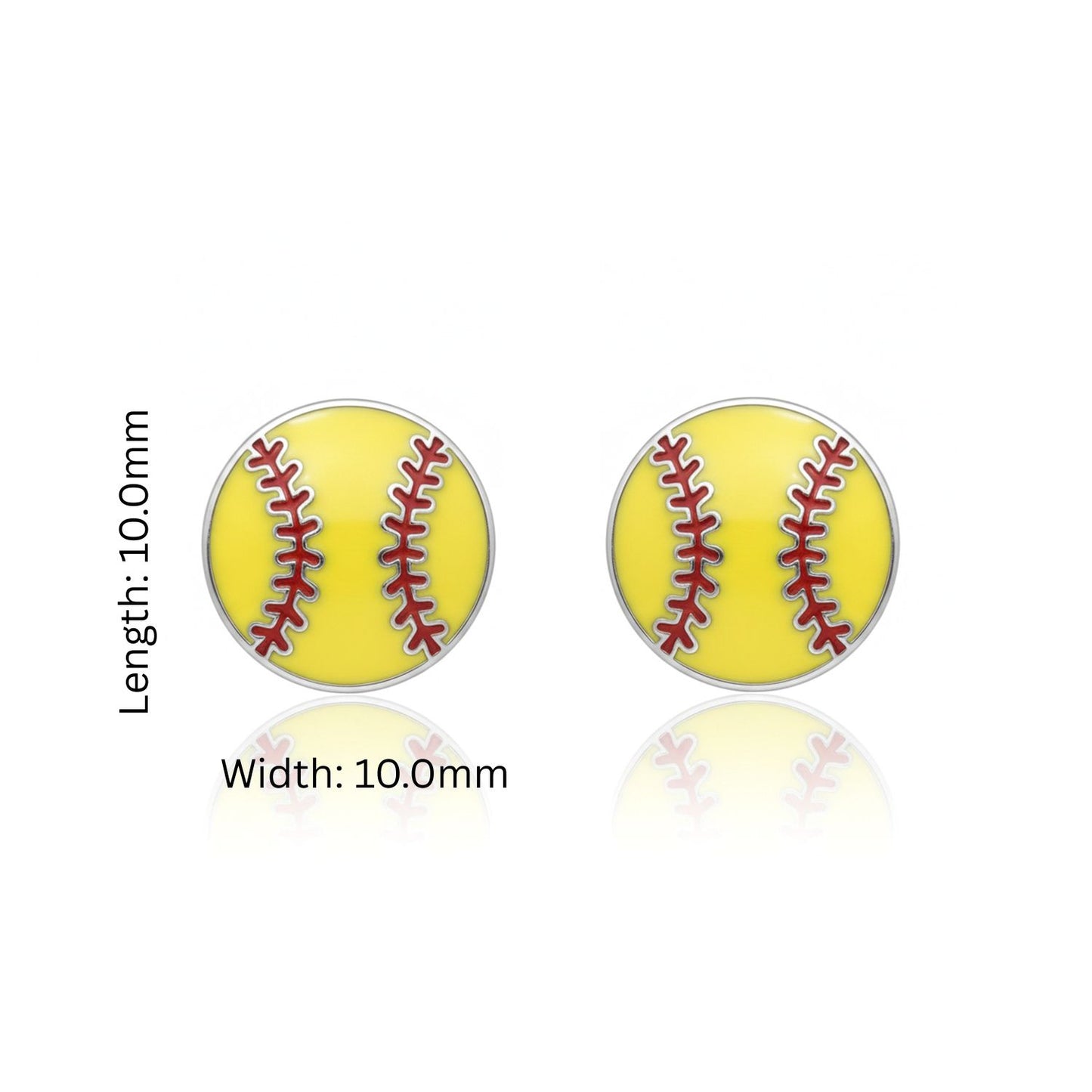 Softball - Softball Stud Earrings With Enamel Detailing
