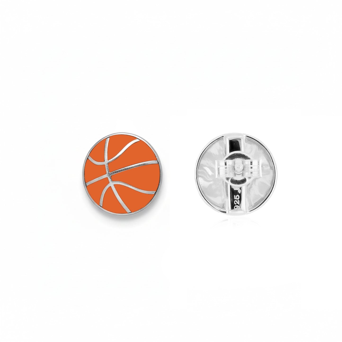 Basketball - Basketball Stud Earrings With Enamel Detailing