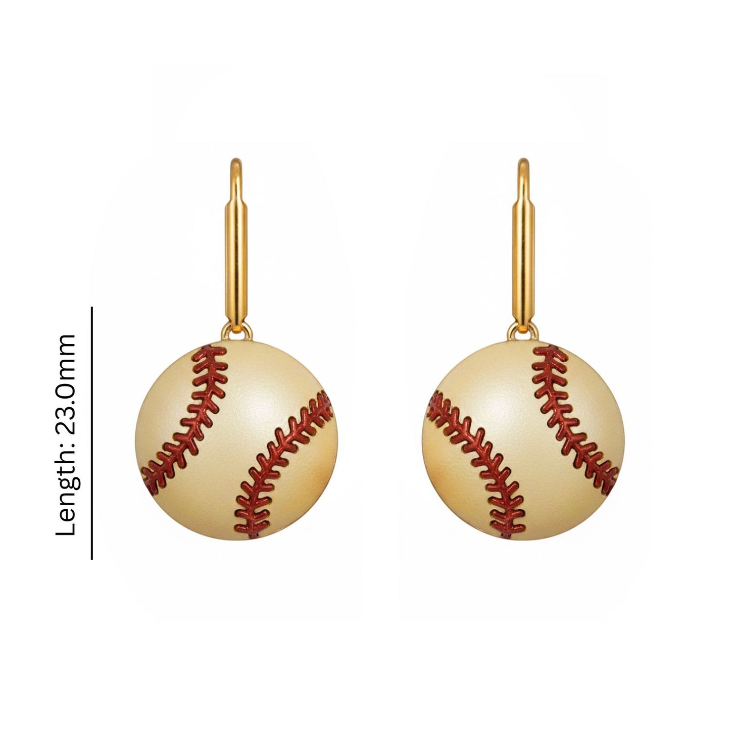 Softball - Softball Leaver back Earrings Gold Plated With Enamel Detailing