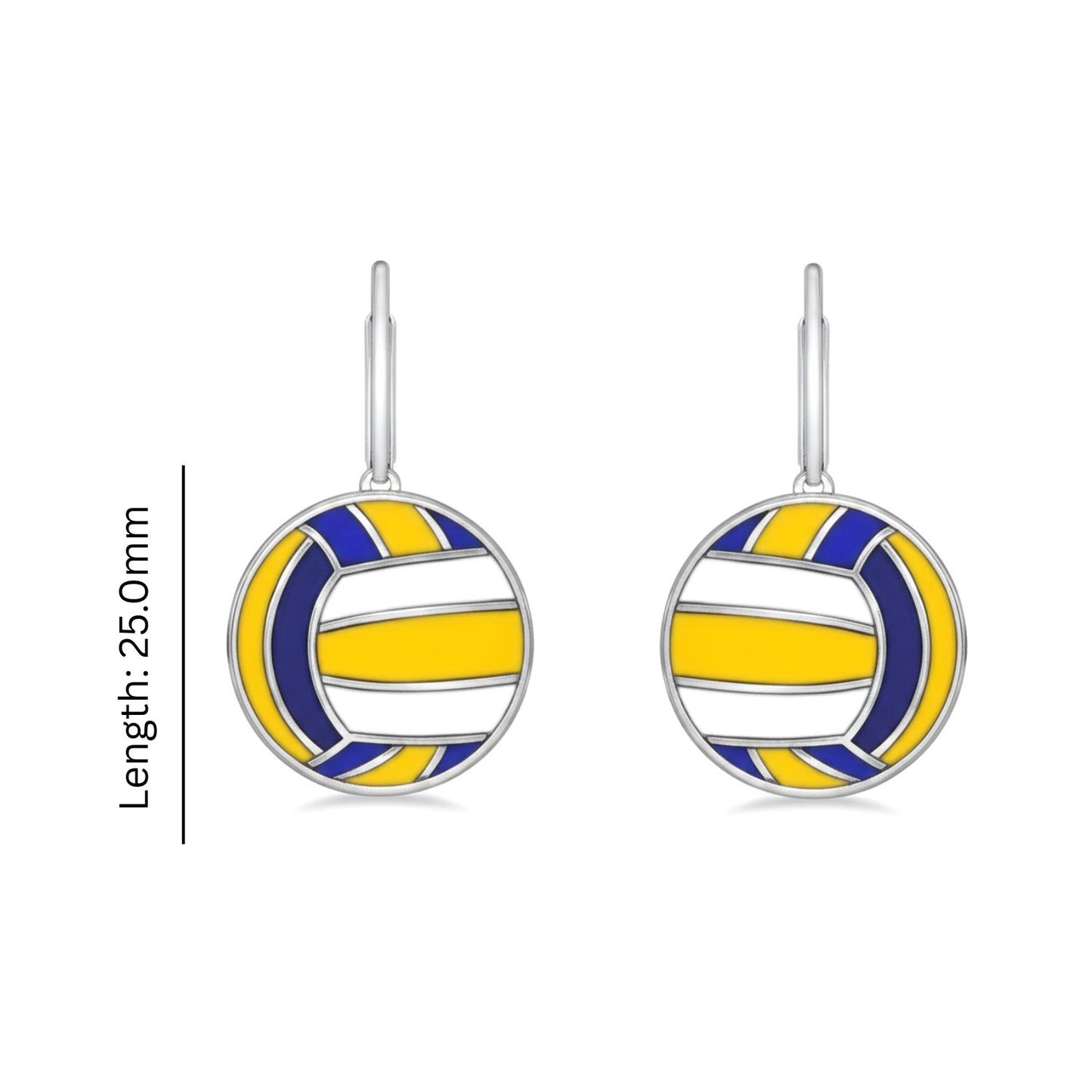 Volleyball - Volleyball Leaver back Earrings With Enamel Detailing