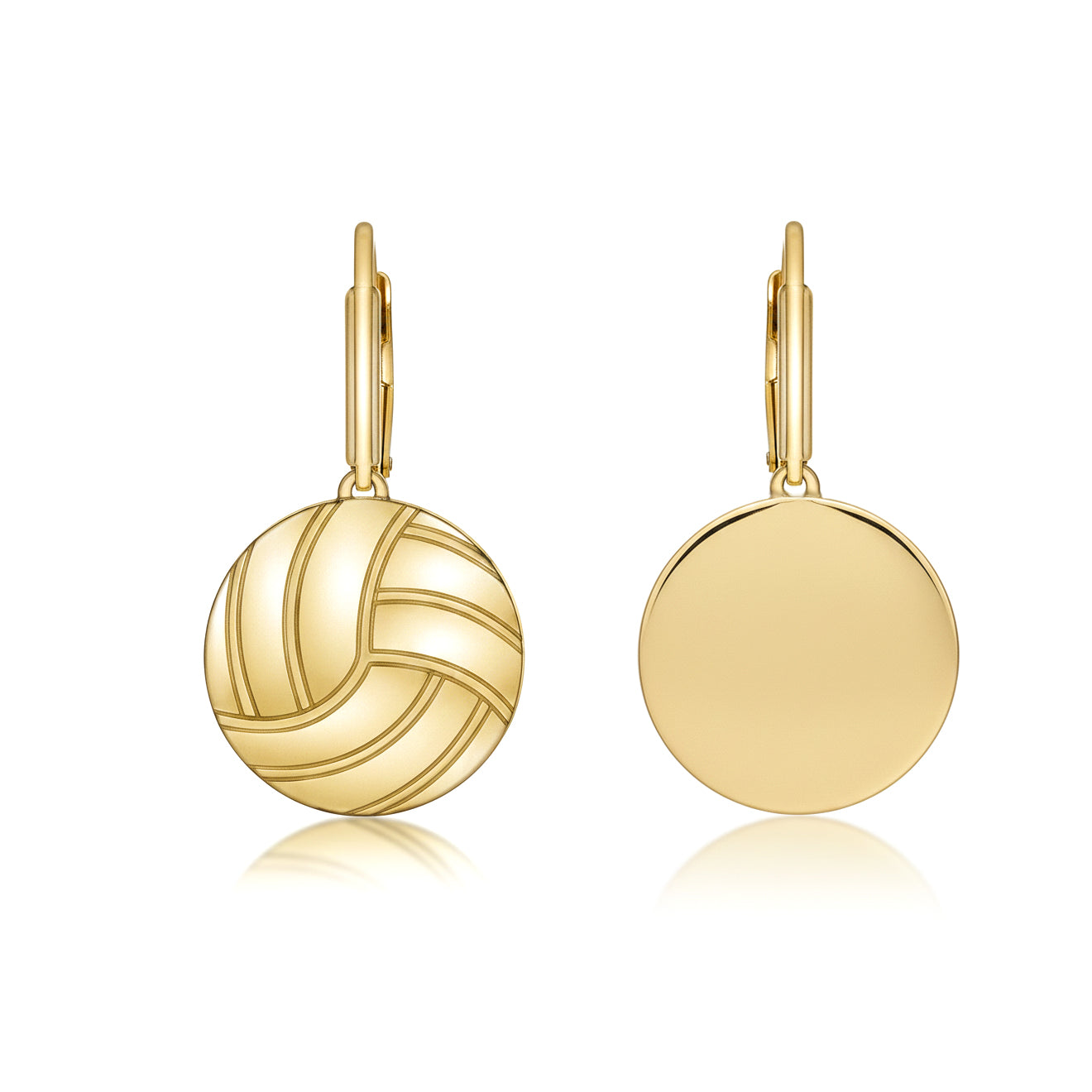 Volleyball - Volleyball Leaver back Earrings With Gold Plated Detailing