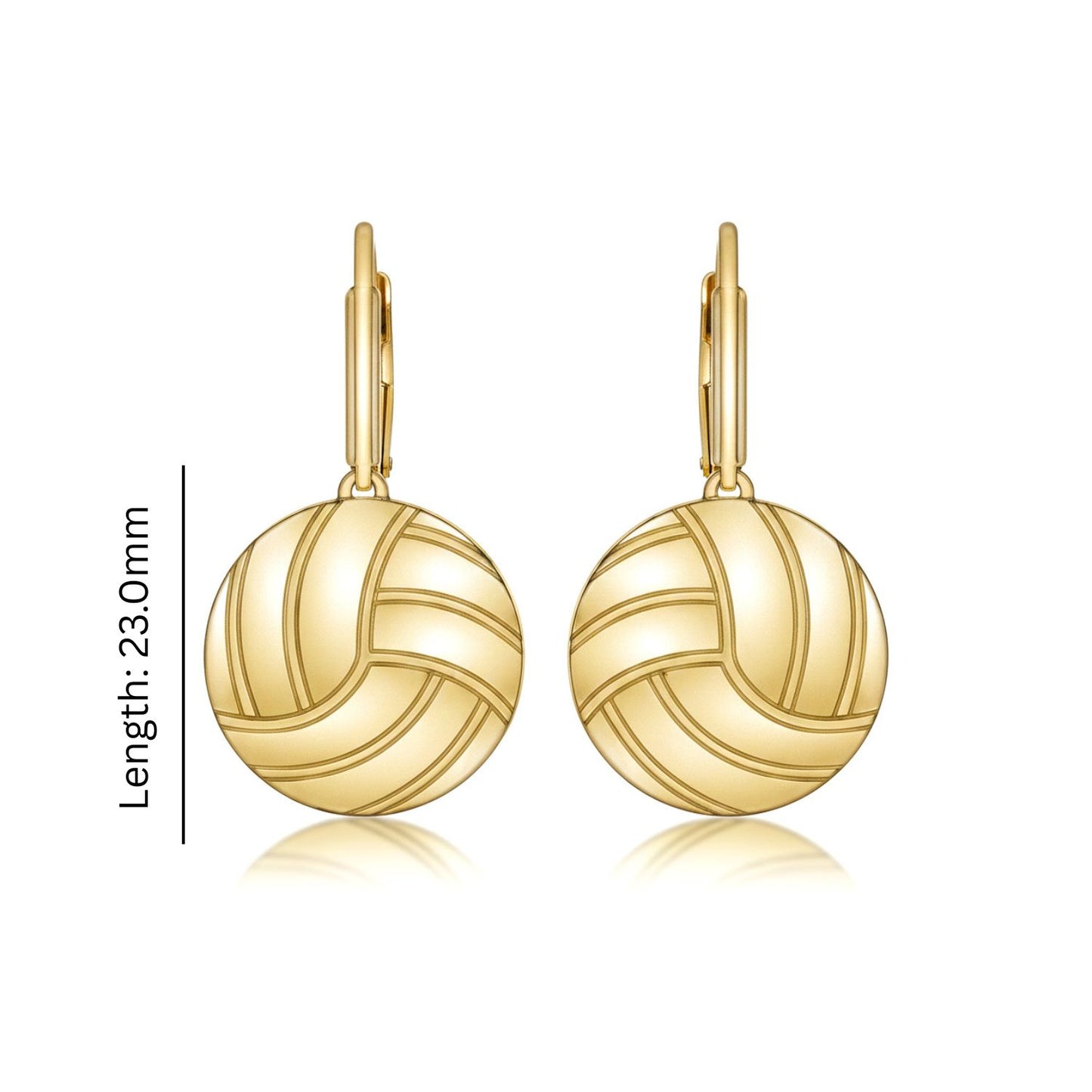Volleyball - Volleyball Leaver back Earrings With Gold Plated Detailing
