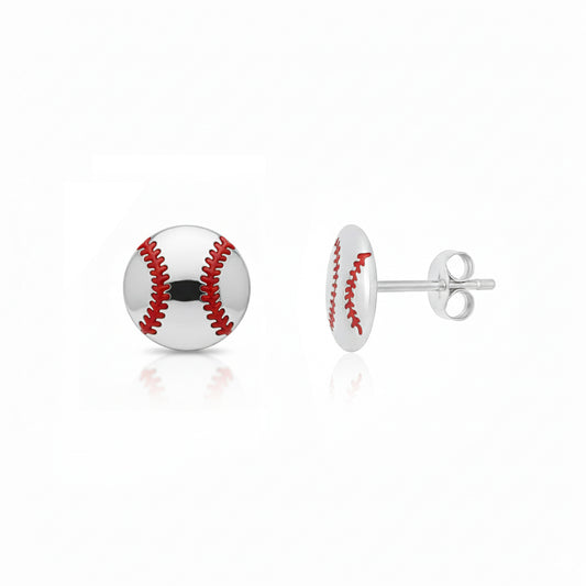 Baseball - Baseball Stud Earrings With Texture Detailing