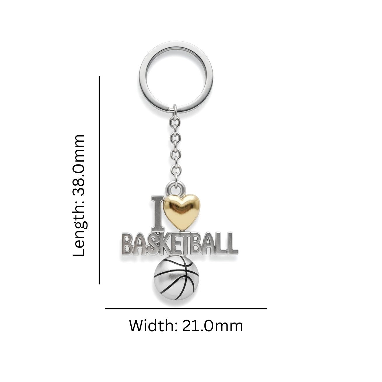 Basketball Keychain - I Love Basketball Design