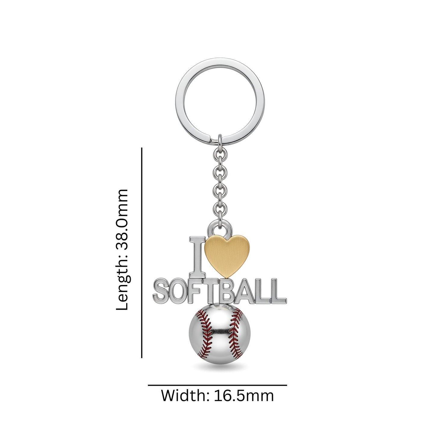 Softball Keychain - I Love Softball Design