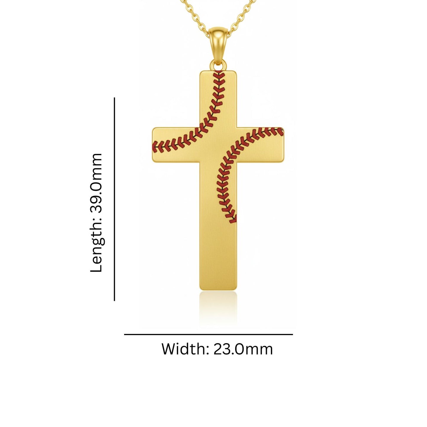 Striking Softball Cross Pendant With Enamel & Yellow Gold plated