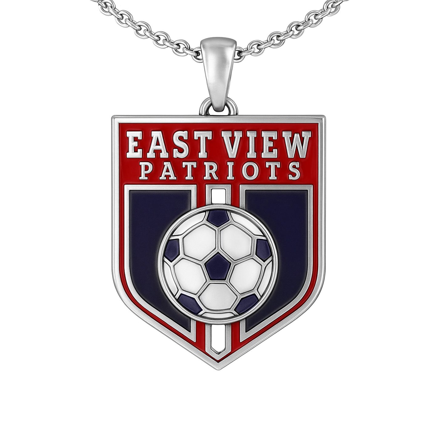 East View High School Shield Pendant (Patriots)-Sterling Silver 925