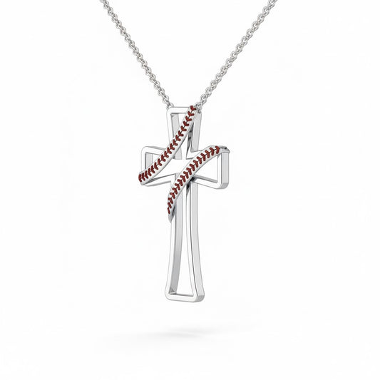 Baseball Pendant – Cross Design with Enamel