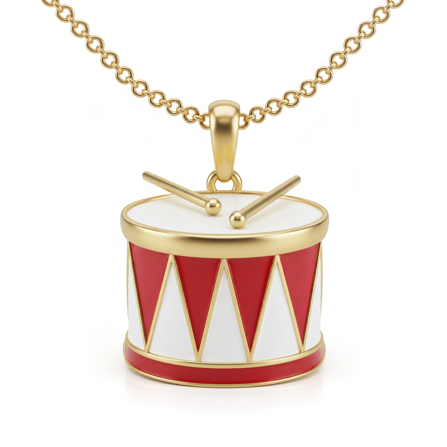 Gold Plated Drum Pendant With Enamel - Music Lovers Pendant