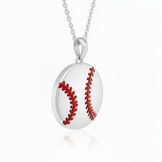 Baseball Ball Pendant with Red Stitch Enamel