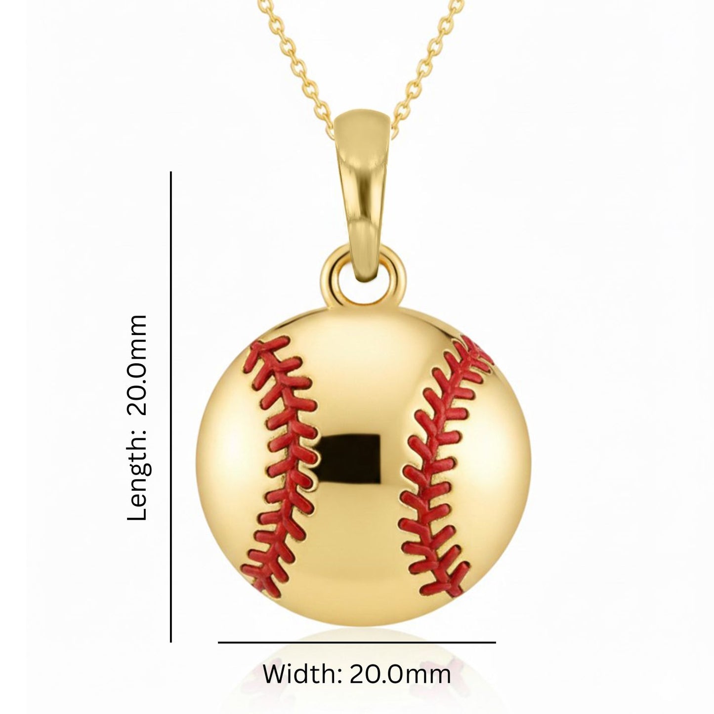 Softball Ball Enamel With Yellow Gold Plated Pendant