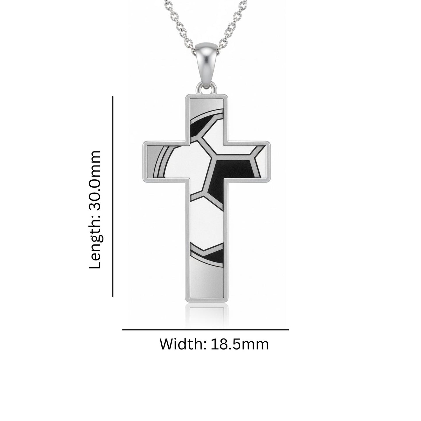 Soccer Ball Cross Pendant With Black & White Enamel