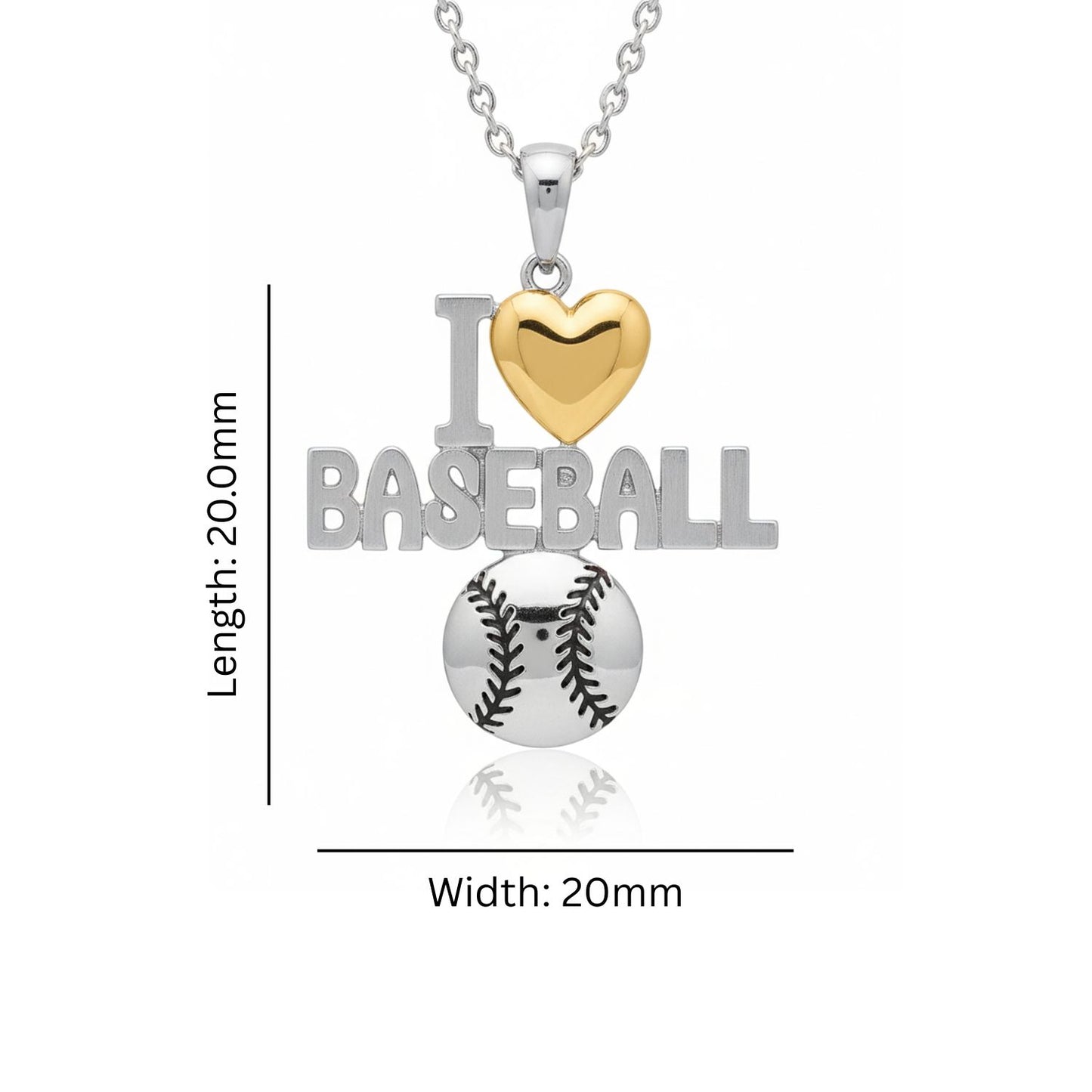 Homerun Heart Baseball Pendant With Gold Plated Heart
