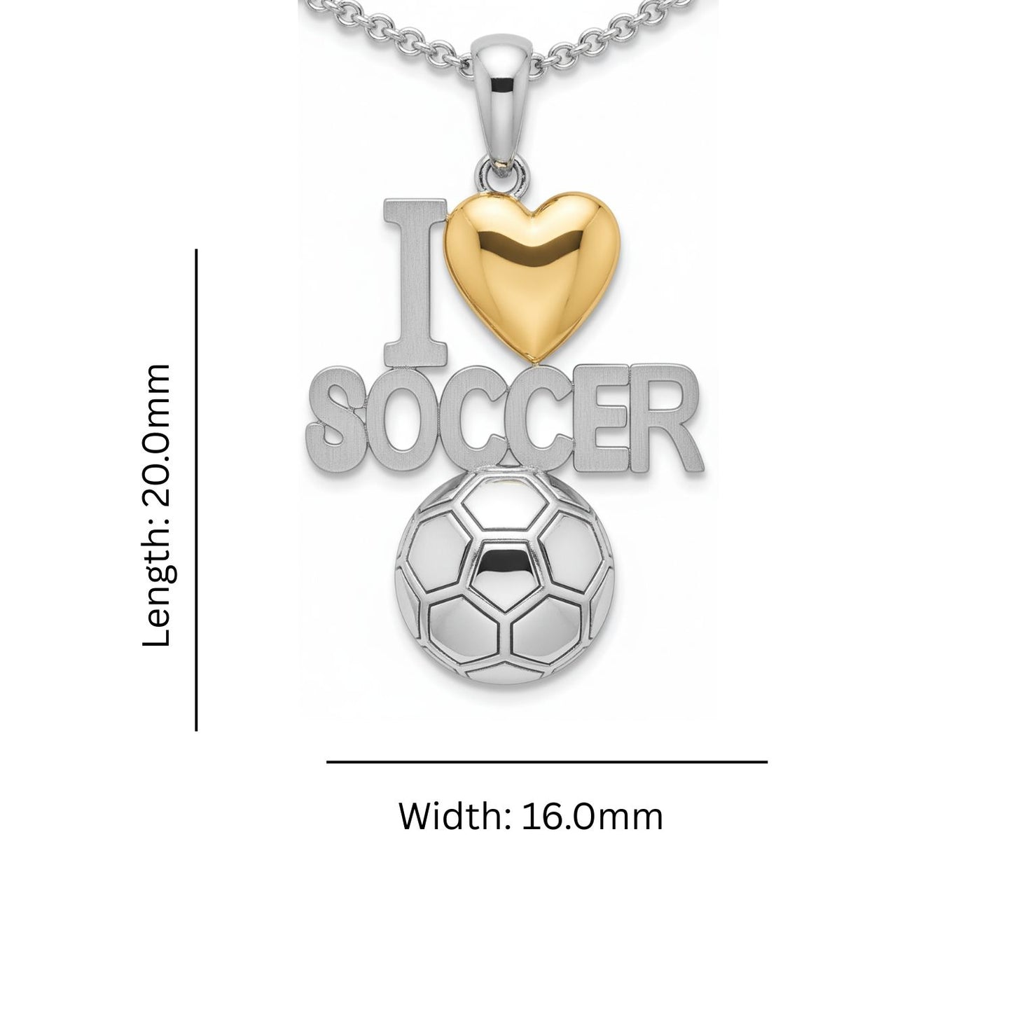 Global Goal Heart Soccer Pendant With Gold plated Heart