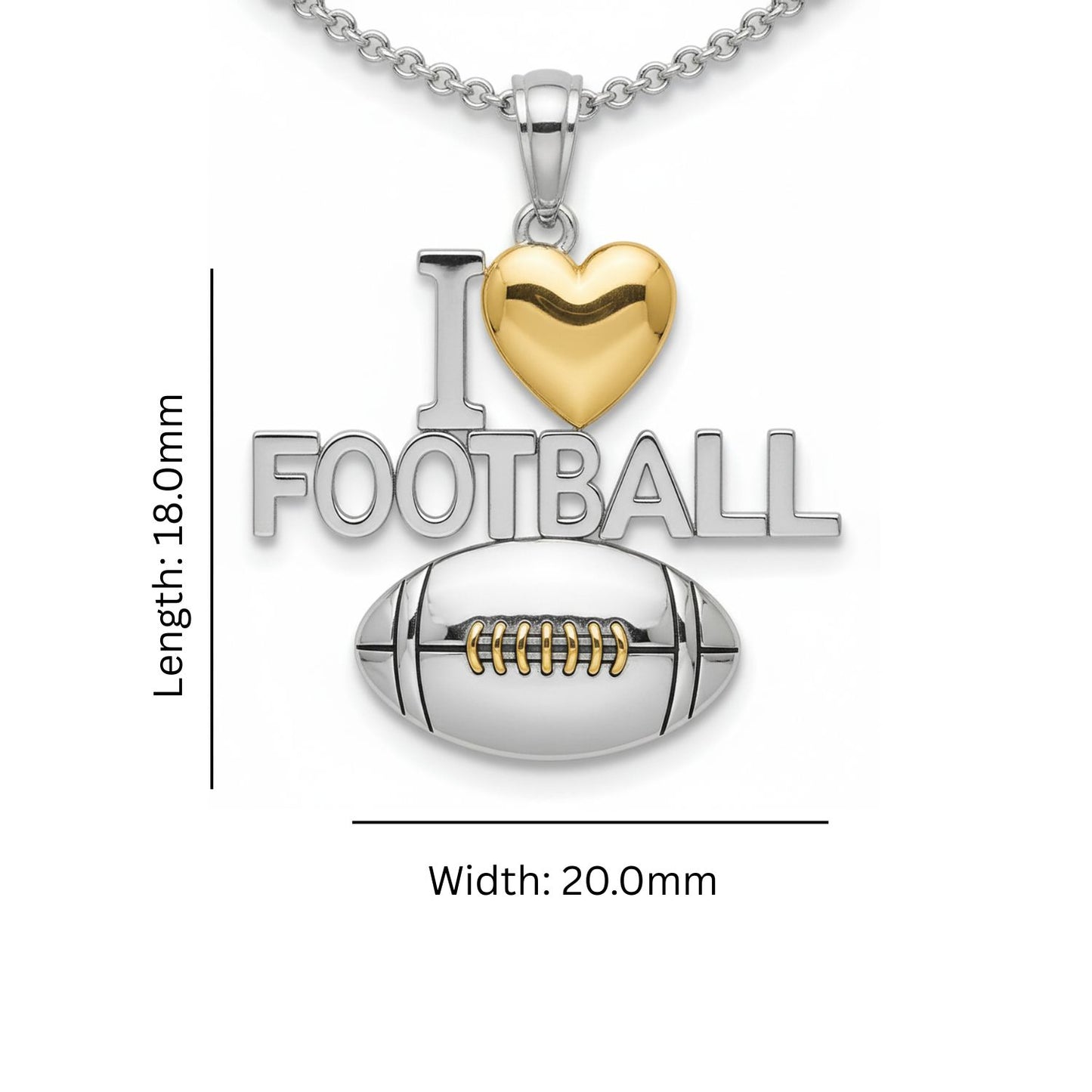 Touchdown True Love Football Pendant With Gold Plated Heart
