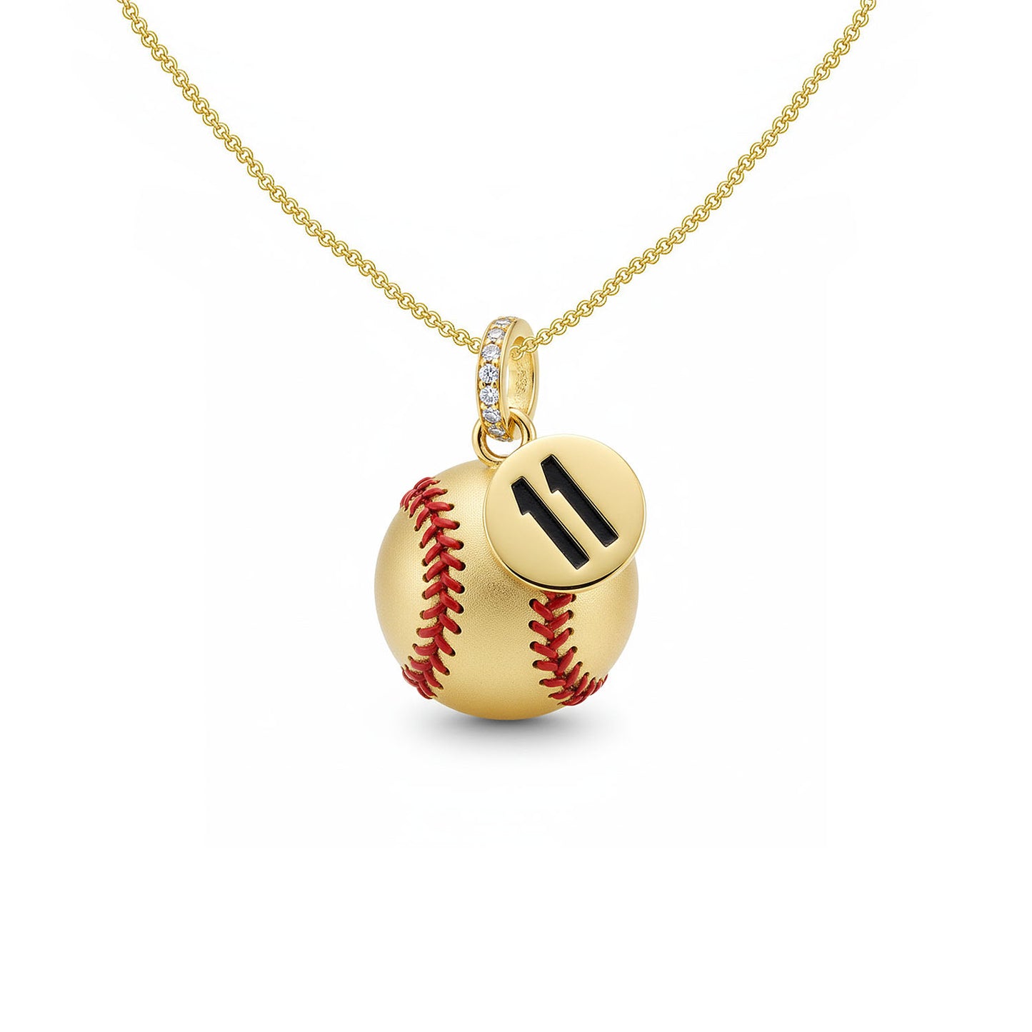 Softball pendant – Ball with Number “11” Design – In Sterling Silver 925