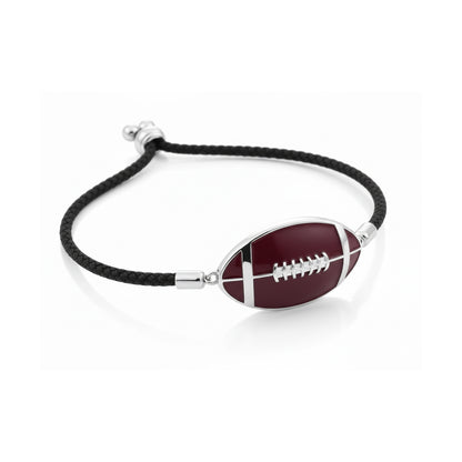 Stylish Football Cord Bracelet With Enamel Detailing