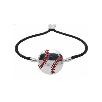 Stylish Baseball Cord Bracelet Charm baseball With Red Stitching Detailing