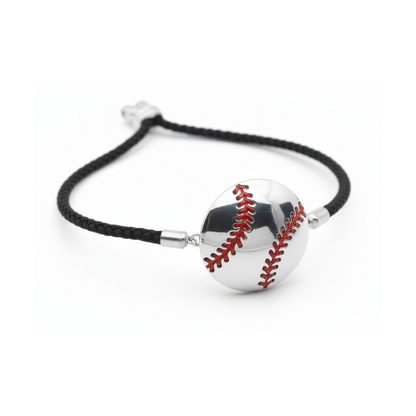 Stylish Baseball Cord Bracelet Charm baseball With Red Stitching Detailing