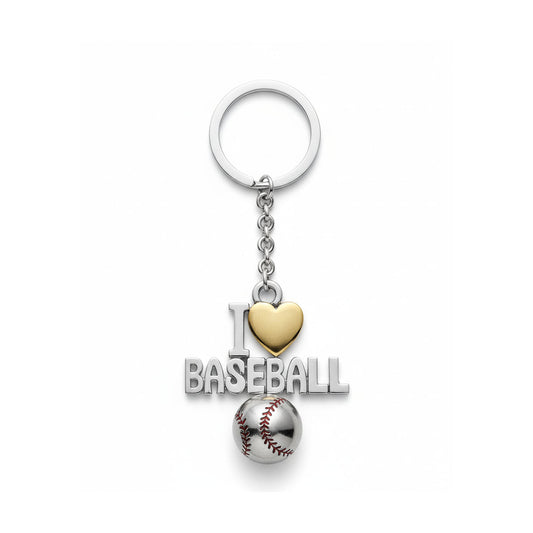 Baseball Keychain – "I Love Baseball Design"– In Sterling Silver 925