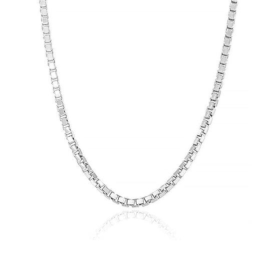 Box Chain Necklace - (KVD-012) – Simple & Sleek Design in 925 Sterling Silver
