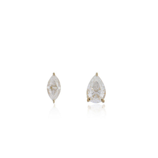 Moissanite 0.65ctw Stud Earrings in Sterling Silver with Yellow Gold Plated