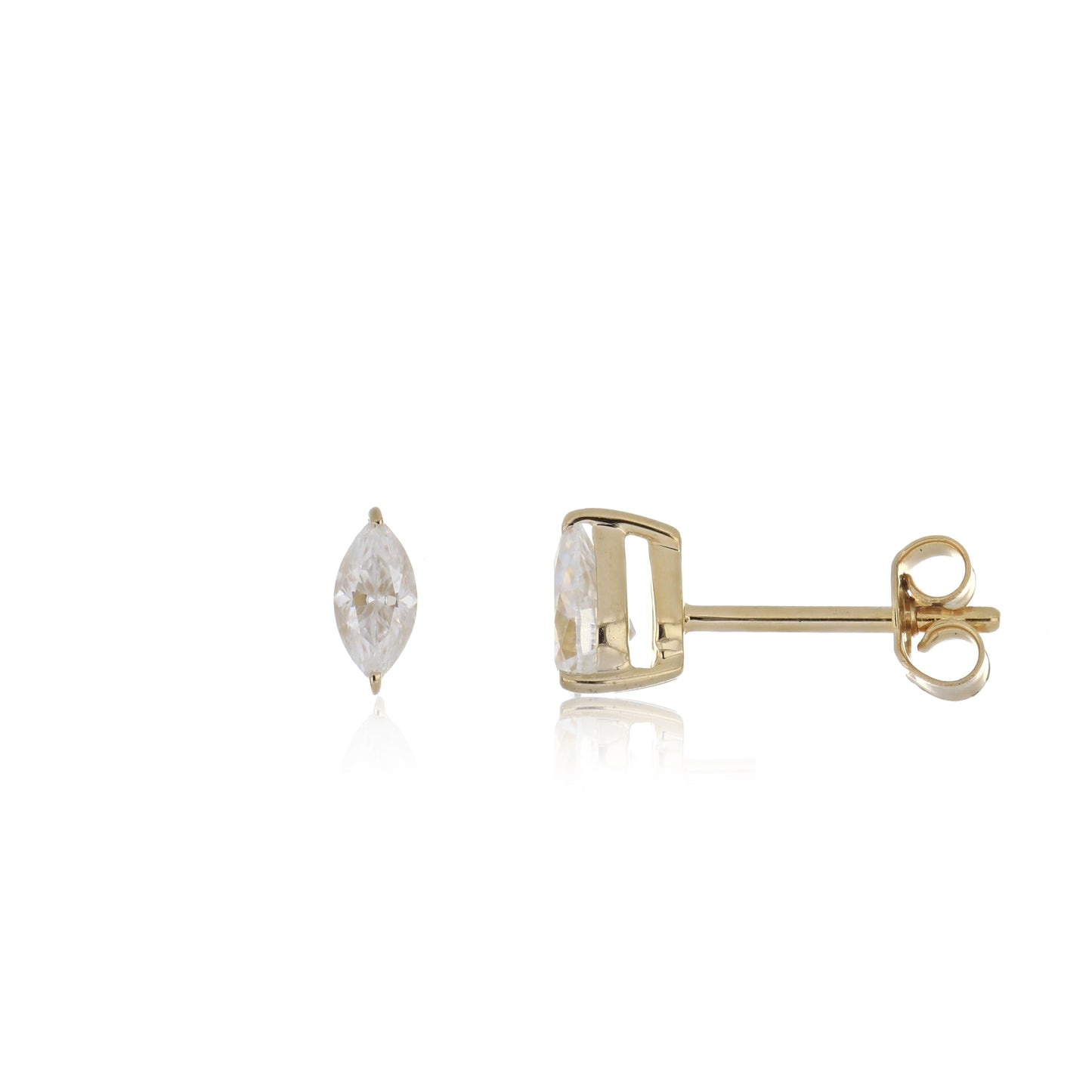 Moissanite 0.65ctw Stud Earrings in Sterling Silver with Yellow Gold Plated