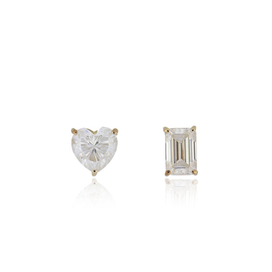 Moissanite 1.50ctw Stud Earrings in Sterling Silver with yellow gold plated
