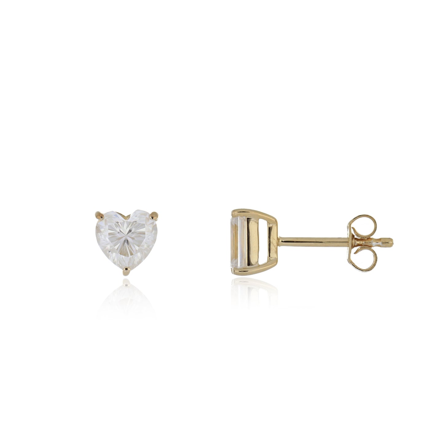 Moissanite 1.50ctw Stud Earrings in Sterling Silver with yellow gold plated
