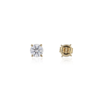 Moissanite 0.90ctw Stud Earrings in Sterling Silver with Yellow Gold Plated