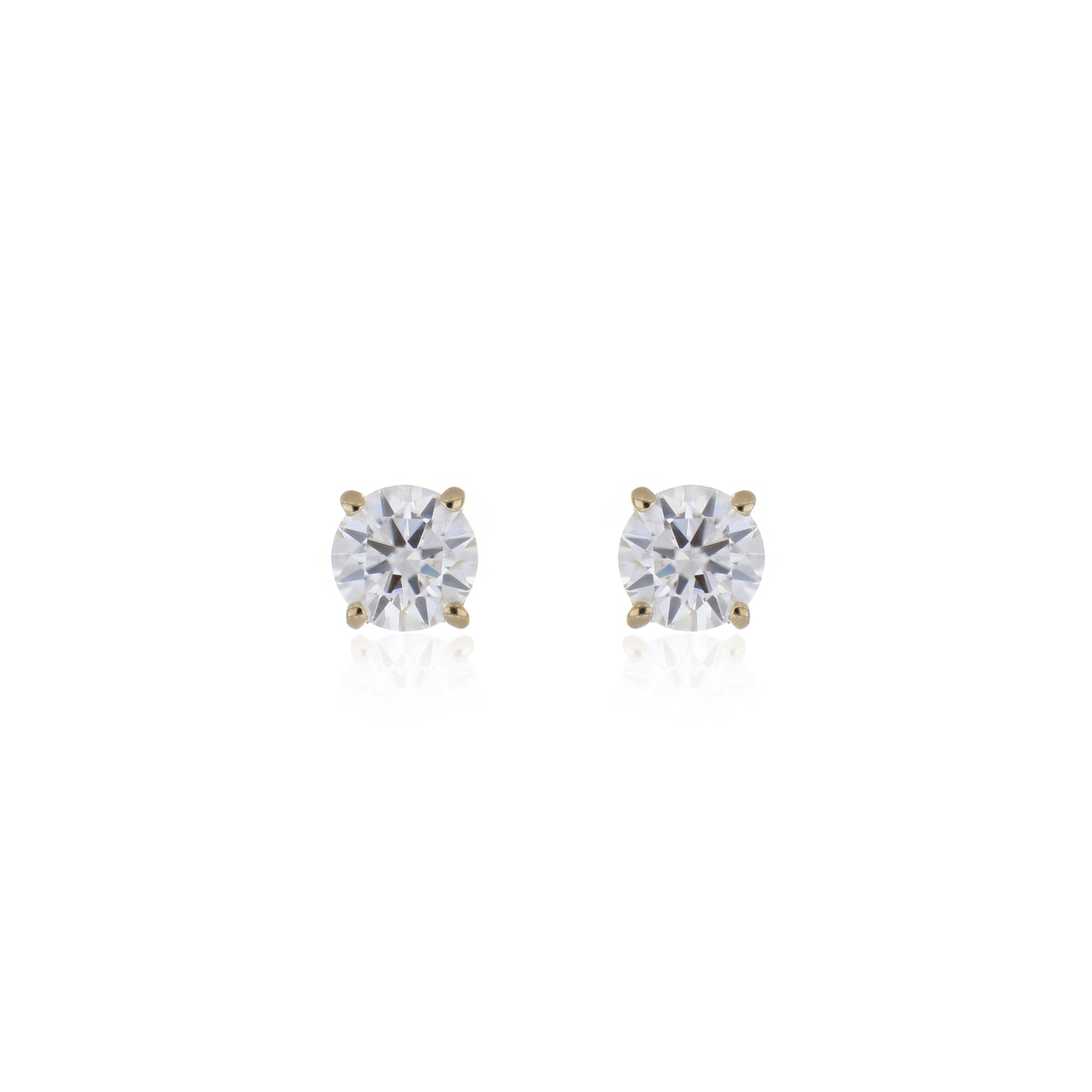 Moissanite 0.90ctw Stud Earrings in Sterling Silver with Yellow Gold Plated