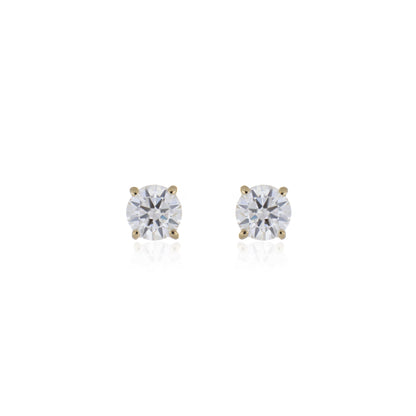 Moissanite 0.90ctw Stud Earrings in Sterling Silver with Yellow Gold Plated