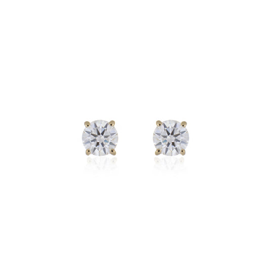 Moissanite 0.90ctw Stud Earrings in Sterling Silver with Yellow Gold Plated