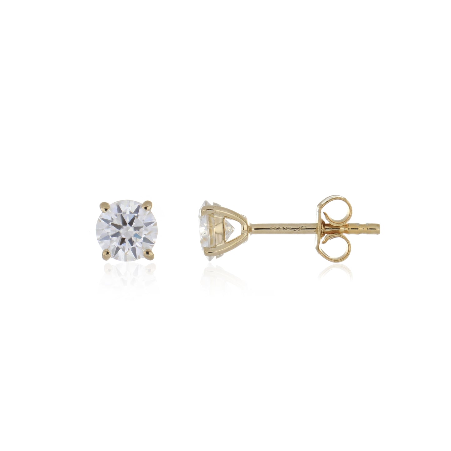 Moissanite 0.90ctw Stud Earrings in Sterling Silver with Yellow Gold Plated