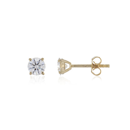 Moissanite 0.90ctw Stud Earrings in Sterling Silver with Yellow Gold Plated