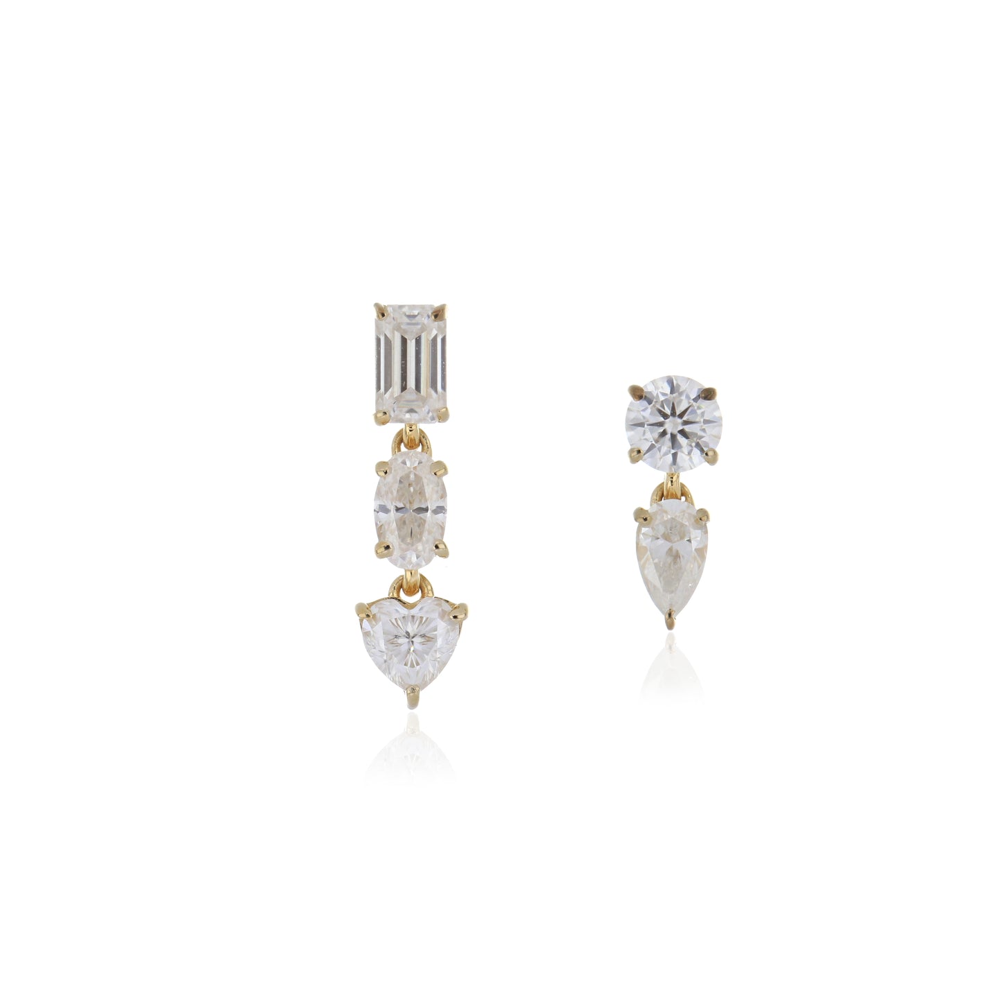 Moissanite 1.25ctw Dangle Earrings in Sterling Silver with Yellow Gold Plated