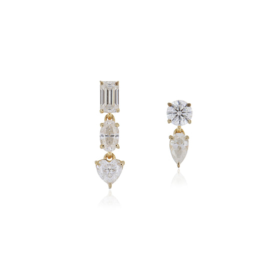 Moissanite 1.25ctw Dangle Earrings in Sterling Silver with Yellow Gold Plated