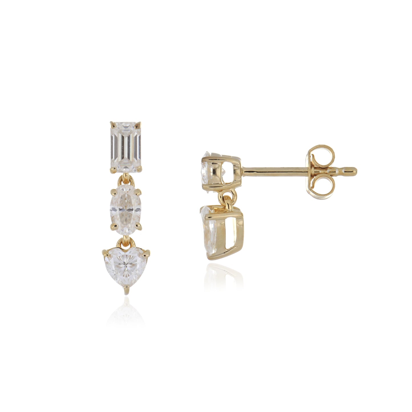 Moissanite 1.25ctw Dangle Earrings in Sterling Silver with Yellow Gold Plated