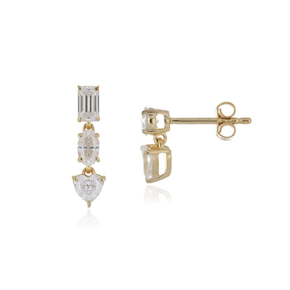 Moissanite 1.25ctw Dangle Earrings in Sterling Silver with Yellow Gold Plated