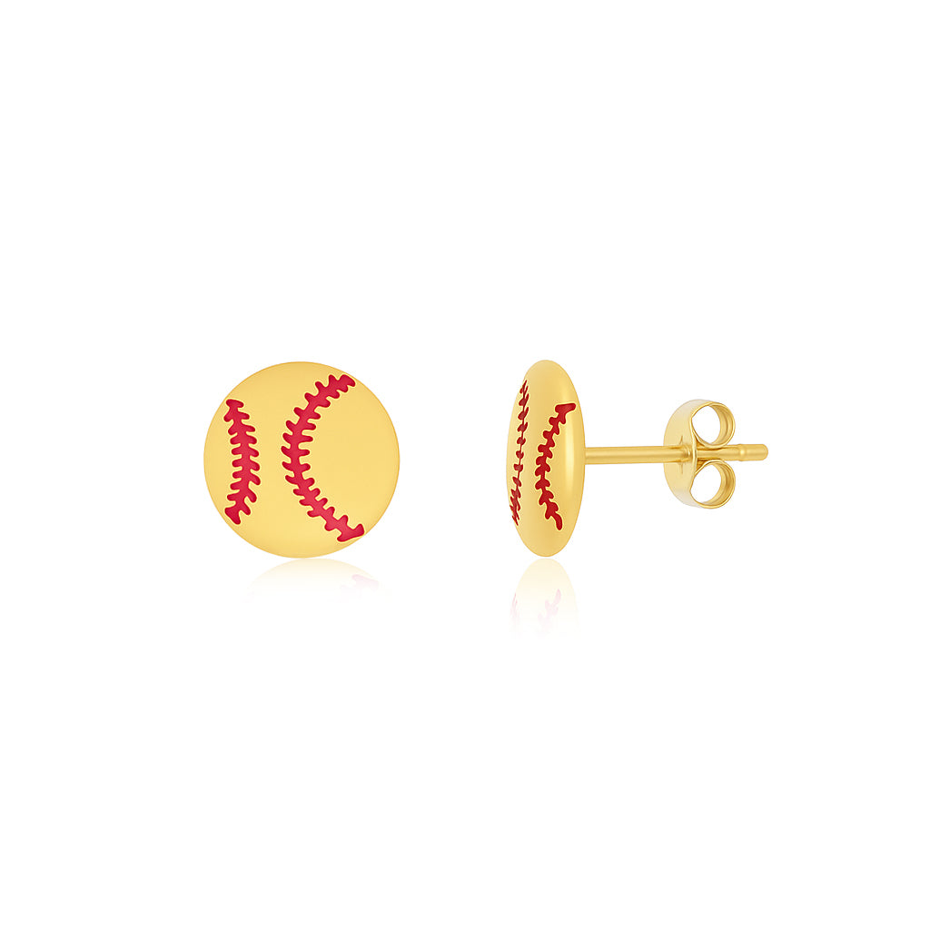 Softball – Softball Stud Earrings With Gold Plated detailing