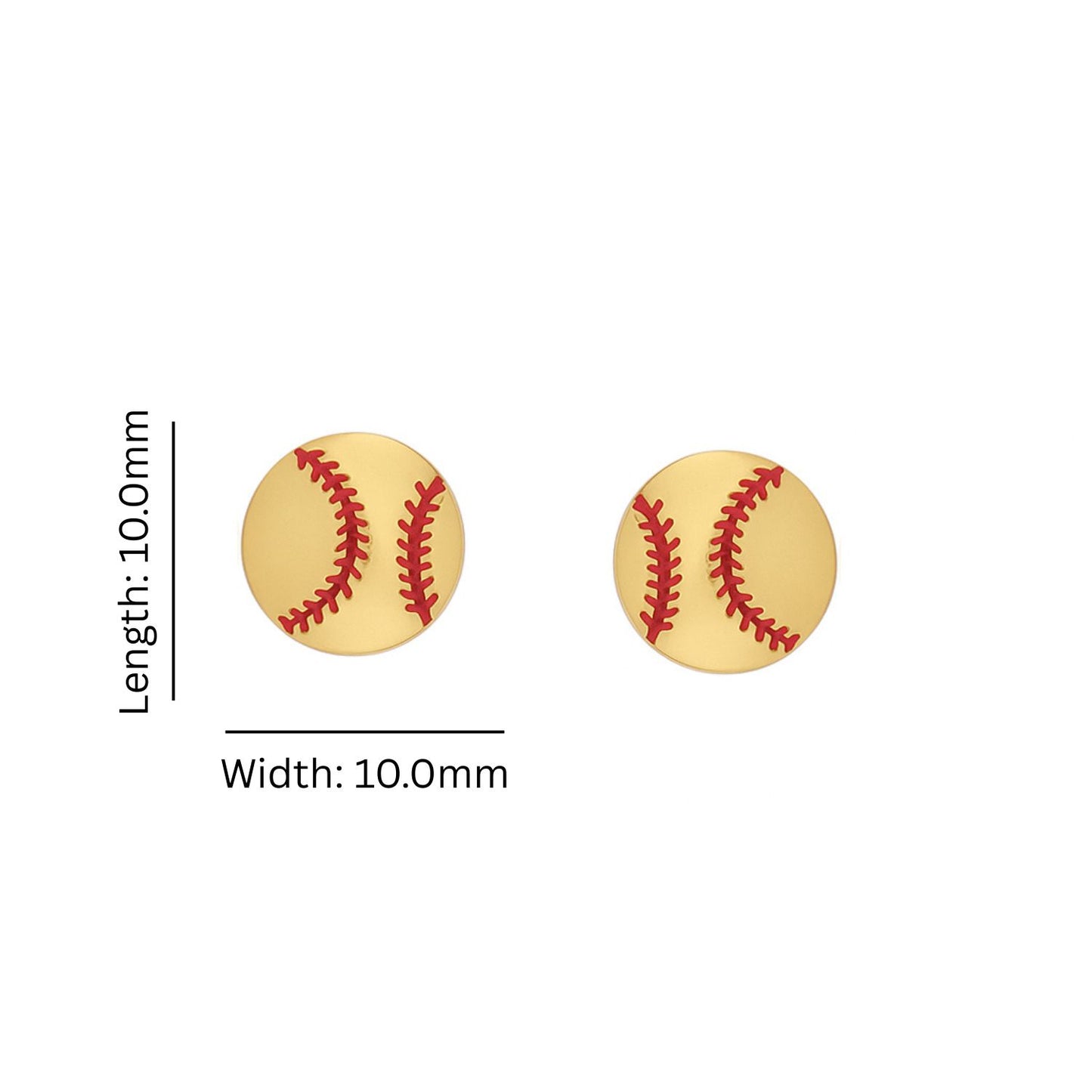 Softball – Softball Stud Earrings With Gold Plated detailing