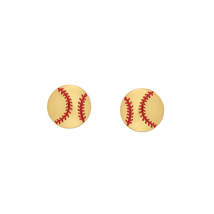 Softball – Softball Stud Earrings With Gold Plated detailing