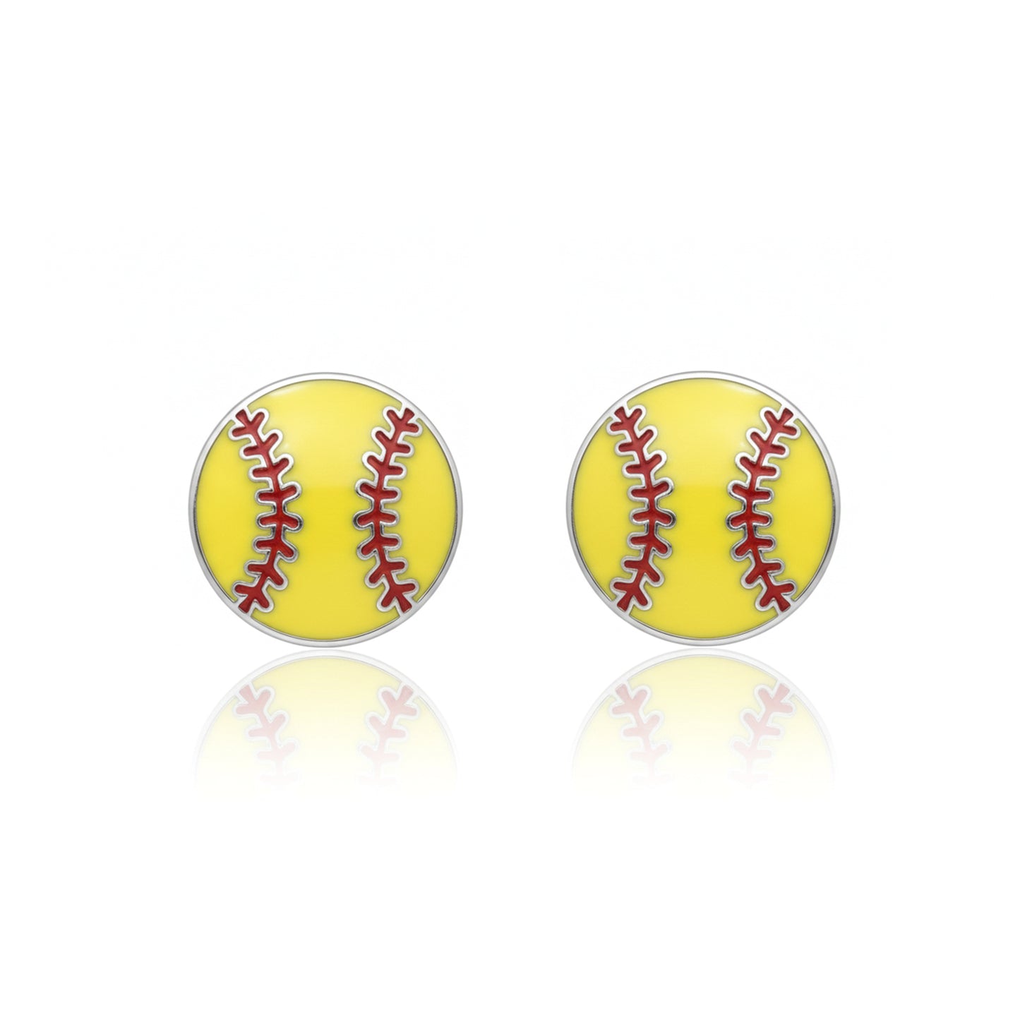 Softball - Softball Stud Earrings With Enamel Detailing