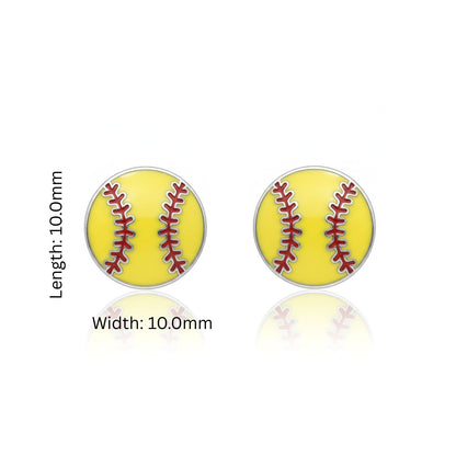 Softball - Softball Stud Earrings With Enamel Detailing
