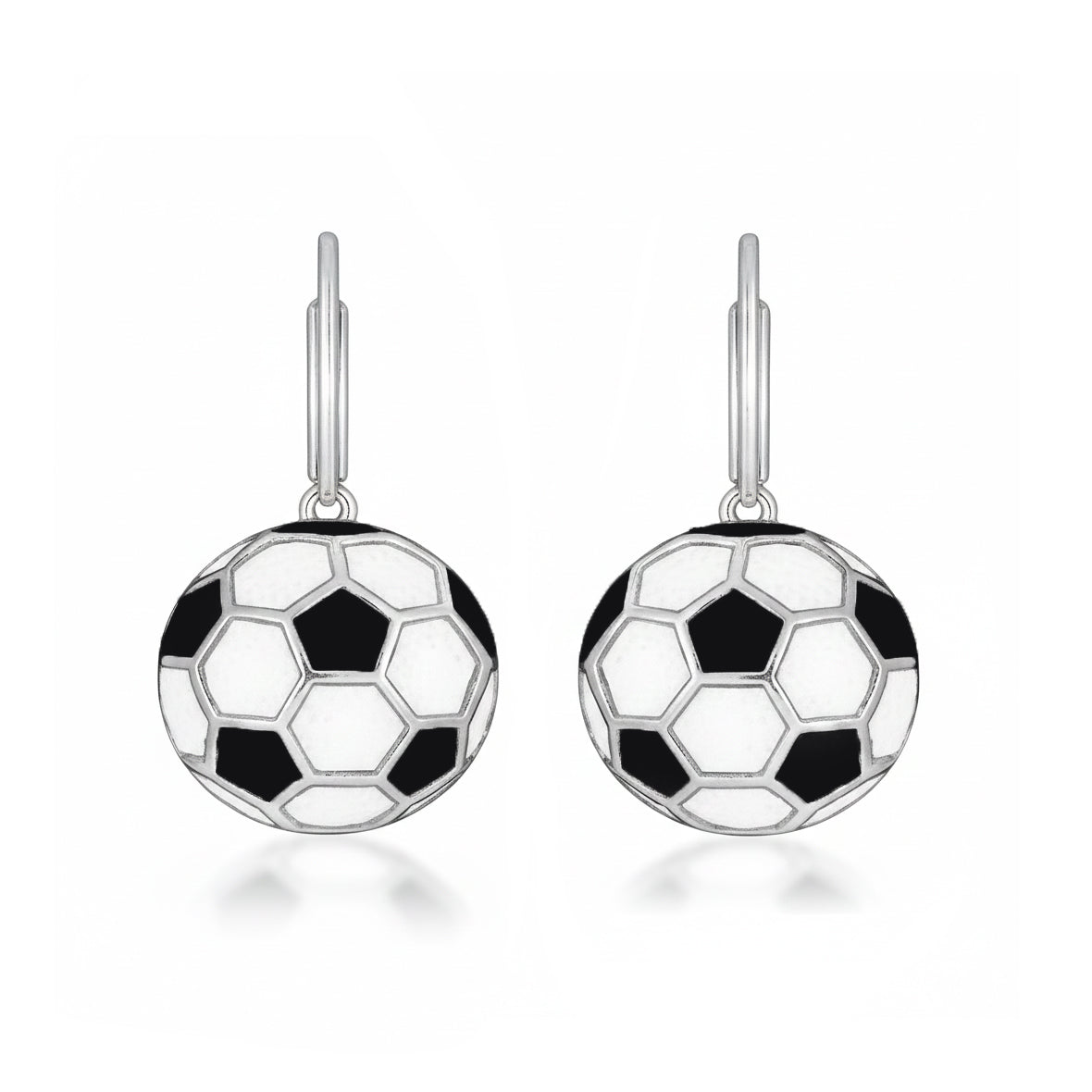 Soccer - Soccer Leaver back Earrings with enamel detailing