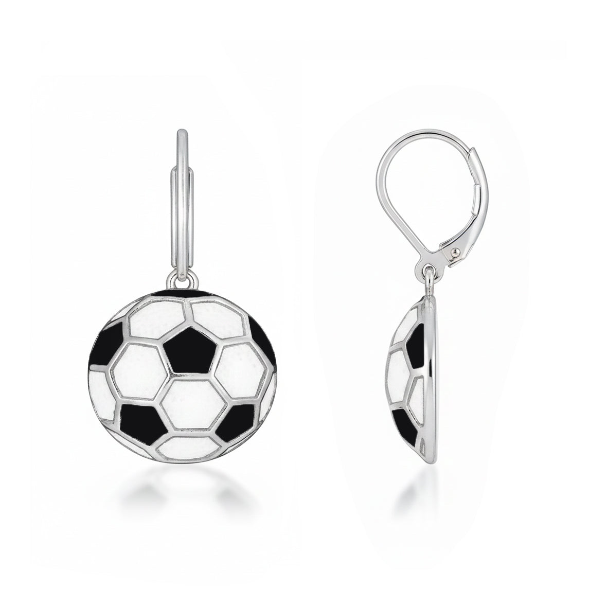 Soccer - Soccer Leaver back Earrings with enamel detailing